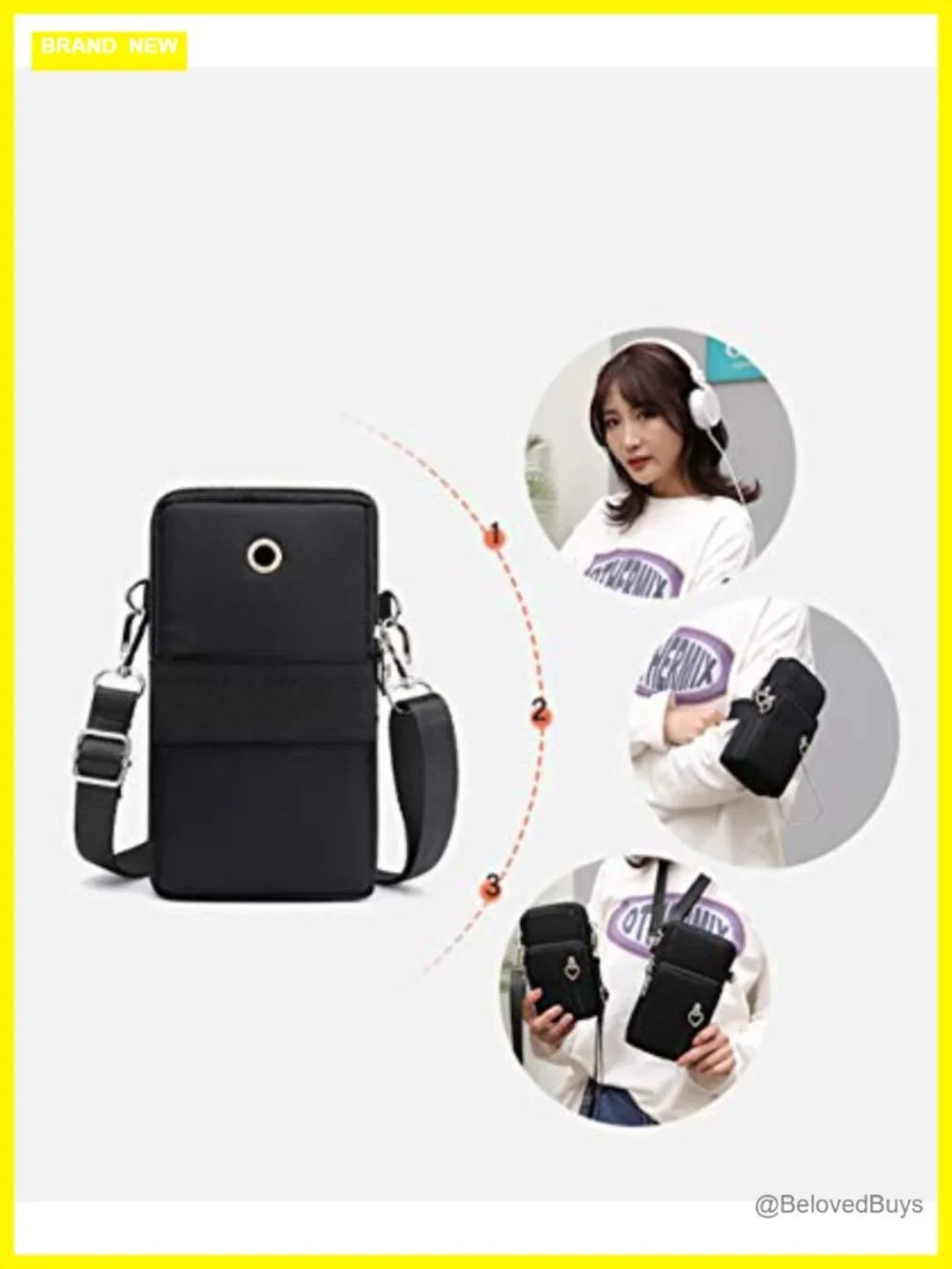 Nylon Crossbody Wallet Phone Bag with Adjustable Strap for Women